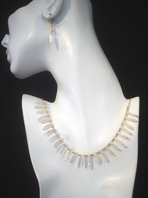 Biwa Cultured FW Pearl and 14kt GF Necklace Set Biwa Cultured FW Pearl and 14kt GF Necklace Set