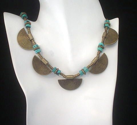 Turquoise Tribal Shield Necklace Turquoise Tribal Shield Necklace