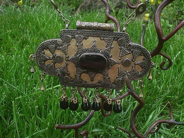 Old Turkoman Tribal and Black Onyx Necklace Old Turkoman Tribal and Black Onyx Necklace