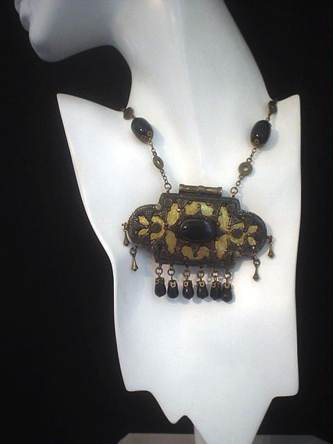 Old Turkoman Tribal and Black Onyx Necklace Old Turkoman Tribal and Black Onyx Necklace
