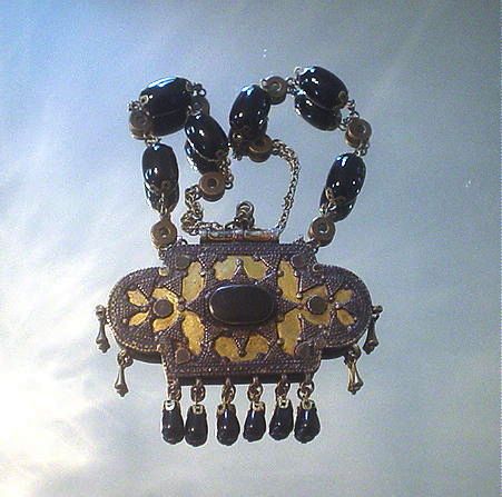 Old Turkoman Tribal and Black Onyx Necklace Old Turkoman Tribal and Black Onyx Necklace