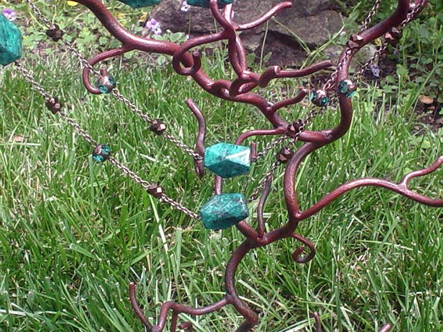 Blue Jasper and Art Glass Capri Bronze Eternity Necklace Blue Jasper and Art Glass Capri Bronze Eternity Necklace