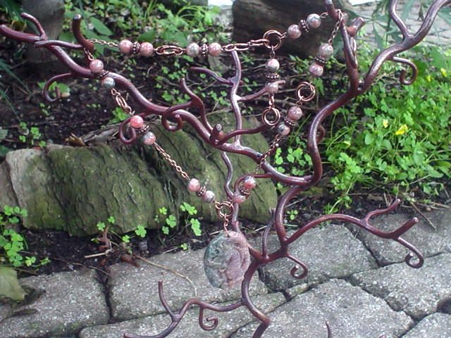 Jade Dragon and Golden Rhodonite Copper Necklace Jade Dragon and Golden Rhodonite Copper Necklace