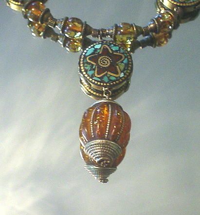 Tibetan Resin and inlaid Coral Turquoise Necklace Tibetan Resin and inlaid Coral Turquoise Necklace