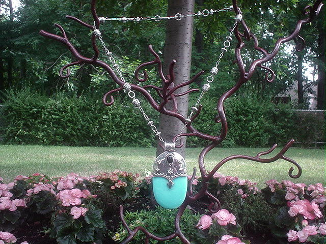 Turquoise and Black Onyx Silver Necklace Turquoise and Black Onyx Silver Necklace