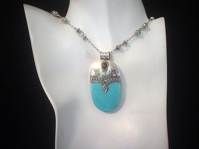 Turquoise and Black Onyx Silver Necklace Turquoise and Black Onyx Silver Necklace