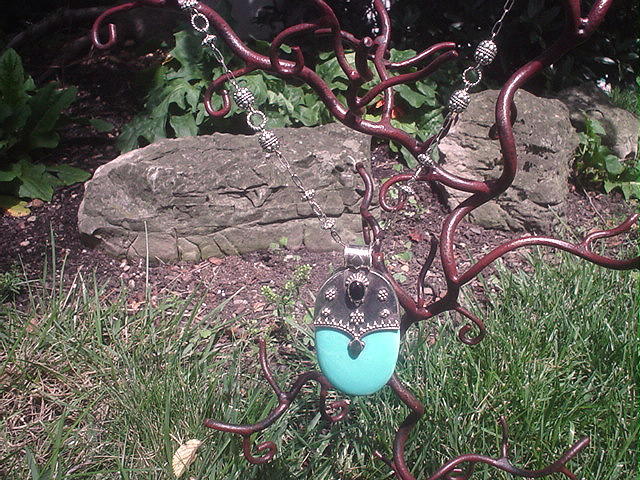 Turquoise and Black Onyx Silver Necklace Turquoise and Black Onyx Silver Necklace