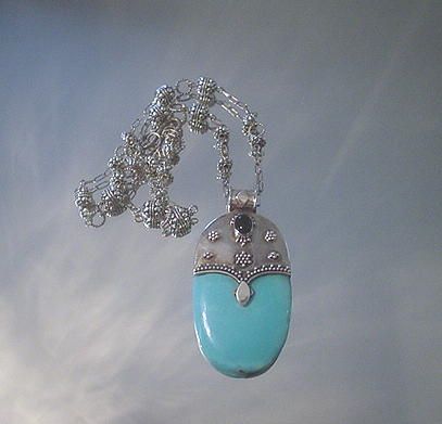 Turquoise and Black Onyx Silver Necklace Turquoise and Black Onyx Silver Necklace