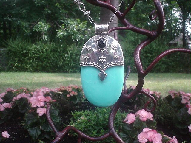 Turquoise and Black Onyx Silver Necklace Turquoise and Black Onyx Silver Necklace