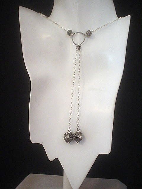 Marcasite and Sterling Silver Lariat Style Necklace Marcasite and Sterling Silver Lariat Style Necklace