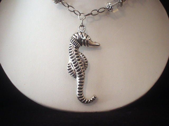 Seahorse and Rock Crystal Quartz Silver Necklace Seahorse and Rock Crystal Quartz Silver Necklace