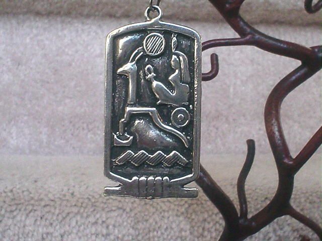Egyptian Cartouche and Snake Bead Silver Necklace Egyptian Cartouche and Snake Bead Silver Necklace