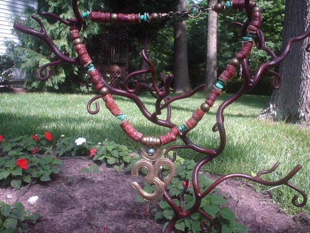 Tibetan OM and African Trade Bead Turquoise Necklace Tibetan OM and African Trade Bead Turquoise Necklace