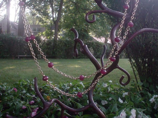 Pink Jade 14kt Gold Fill Eternity Necklace Pink Jade 14kt Gold Fill Eternity Necklace