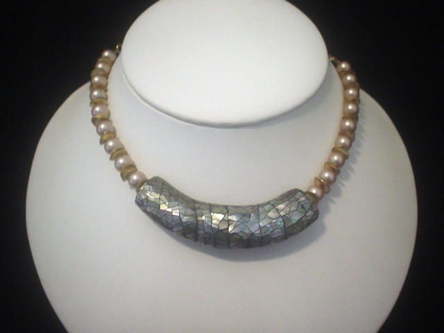 Abalone and Swarovski Reversible Necklace Abalone and Swarovski Reversible Necklace