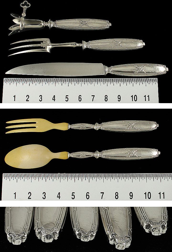 Antique 5 Piece French Sterling and Ivory Carving or Serving Set Antique 5 Piece French Sterling and Ivory Carving or Serving Set