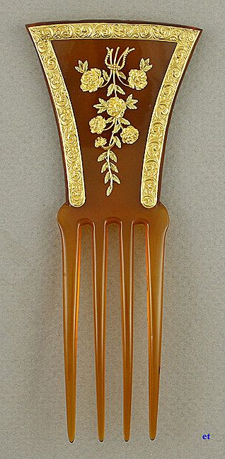 Finest Victorian 14 Karat Gold Tortoise Shell Hair Comb Finest Victorian 14 Karat Gold Tortoise Shell Hair Comb
