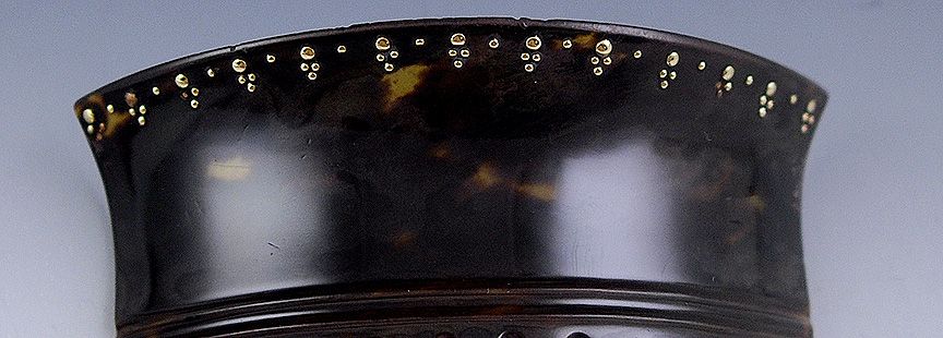 Antique Tortoise Shell and Applied Gold Bead Hair Comb Antique Tortoise Shell and Applied Gold Bead Hair Comb