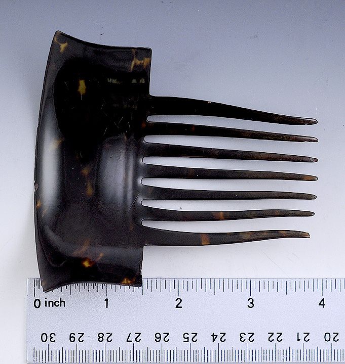 Antique Tortoise Shell and Applied Gold Bead Hair Comb Antique Tortoise Shell and Applied Gold Bead Hair Comb
