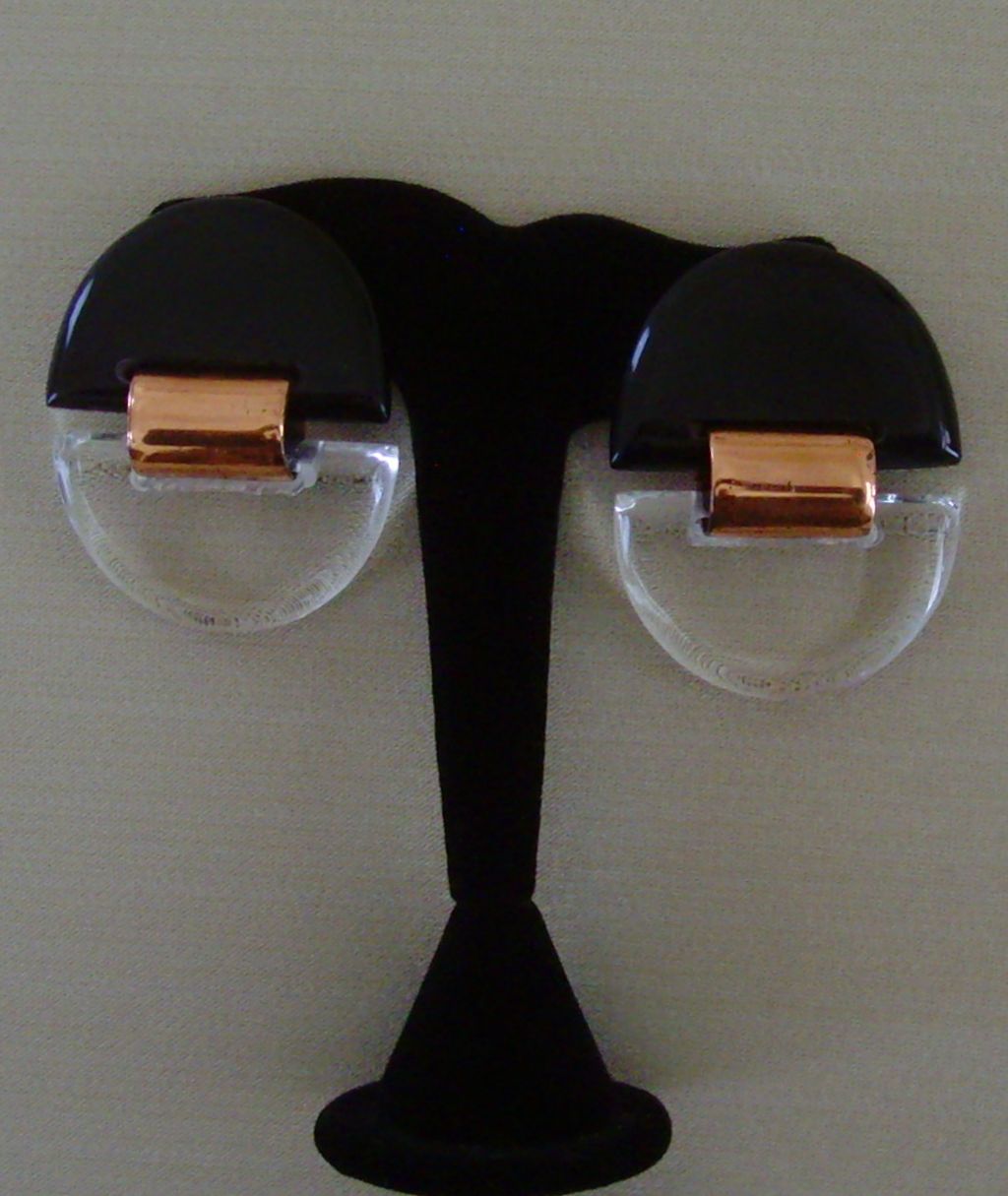 Black and Clear Lucite Dangle Earrings Black and Clear Lucite Dangle Earrings