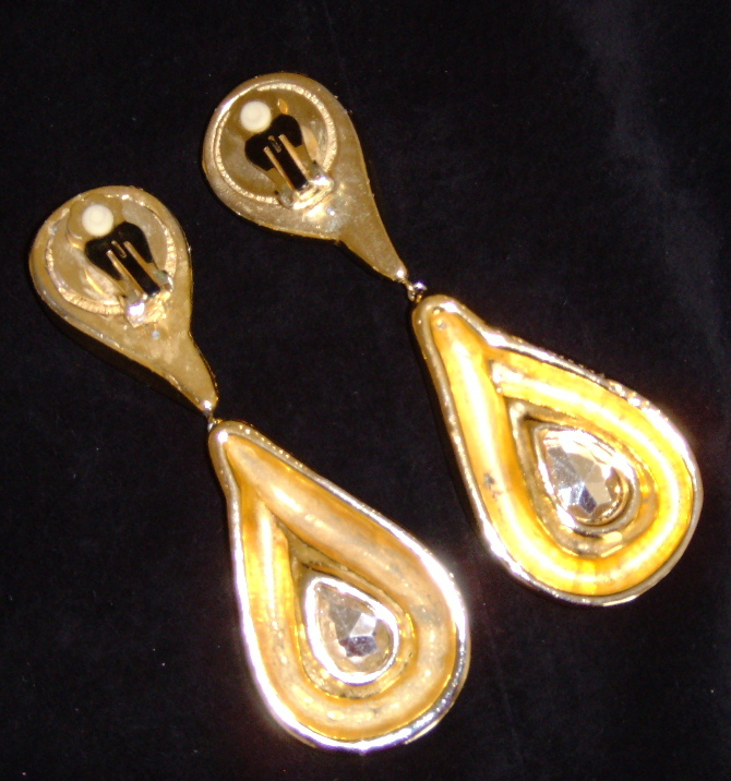 Goldtone and Red Stone Dangle Earrings Goldtone and Red Stone Dangle Earrings