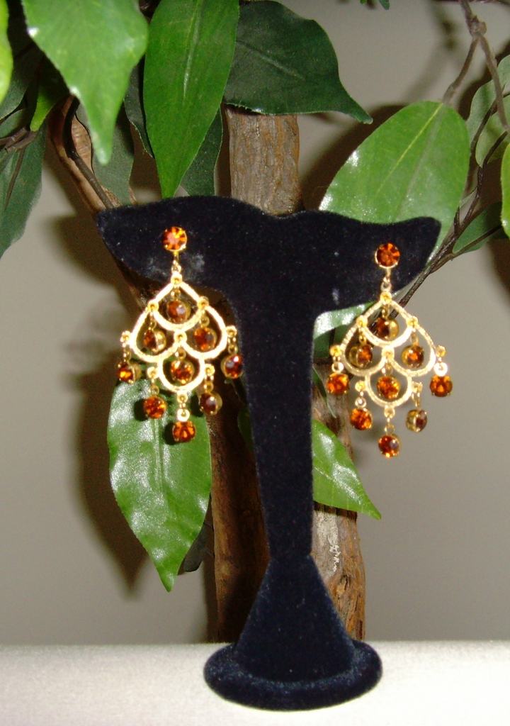 Topaz Colored Dangle Rhinestone Earrings Topaz Colored Dangle Rhinestone Earrings
