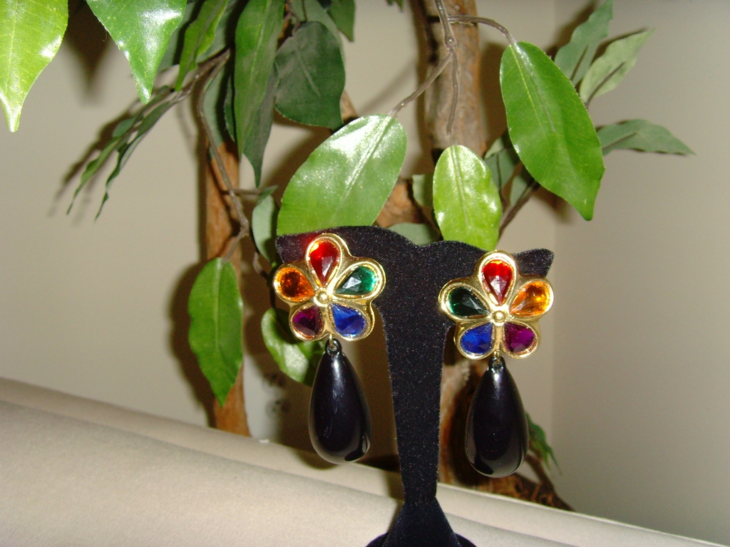 Multi-Colored Stone and Teardrop Earrings Multi-Colored Stone and Teardrop Earrings