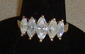 Cubic Zirconia and Gold-Toned Ring Cubic Zirconia and Gold-Toned Ring