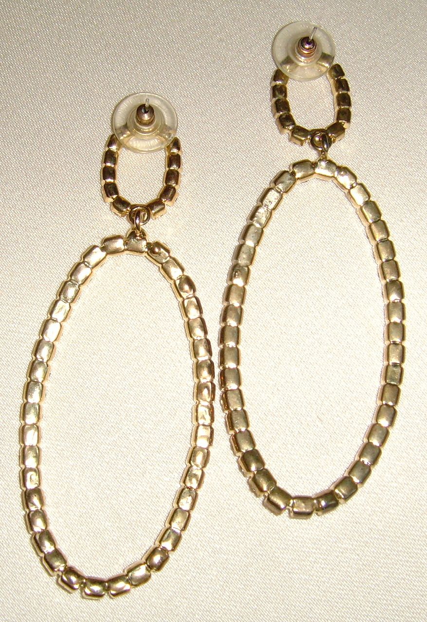 Gold-Toned and Rhinestone Dangle Pierced Earrings Gold-Toned and Rhinestone Dangle Pierced Earrings