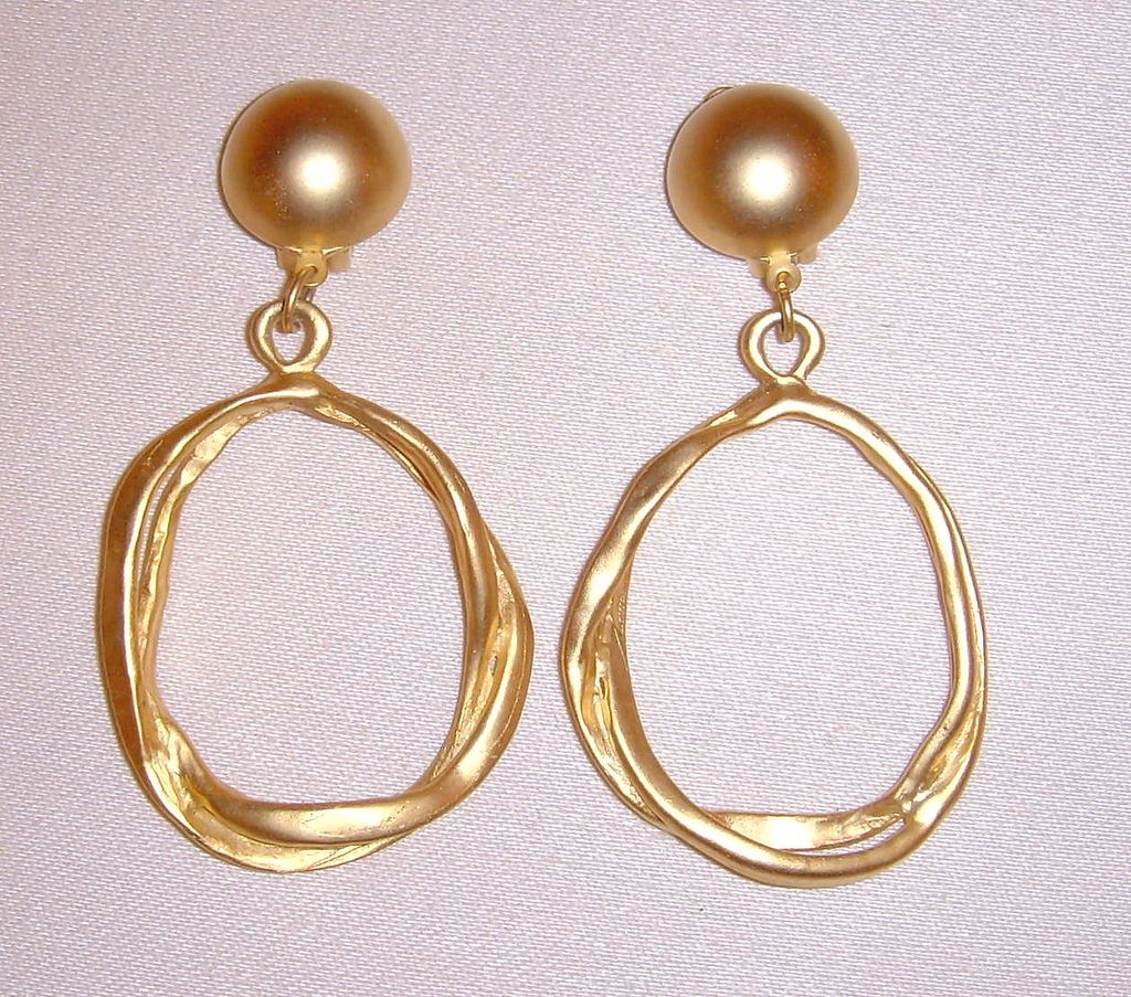 Matte Gold-Tone Abstract Dangle Earrings Matte Gold-Tone Abstract Dangle Earrings