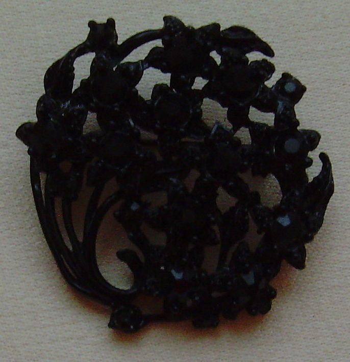 Black Enamel and Rhinestone Brooch Black Enamel and Rhinestone Brooch