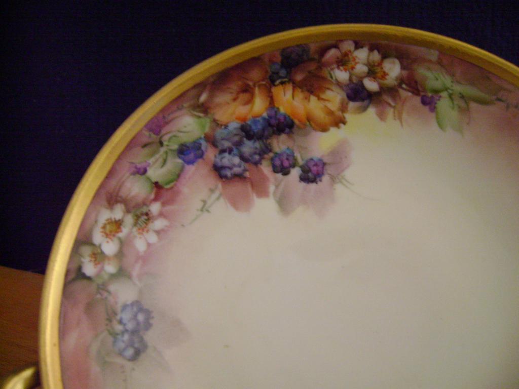 Antique Handpainted Fruit Bowl with Blackberries Antique Handpainted Fruit Bowl with Blackberries