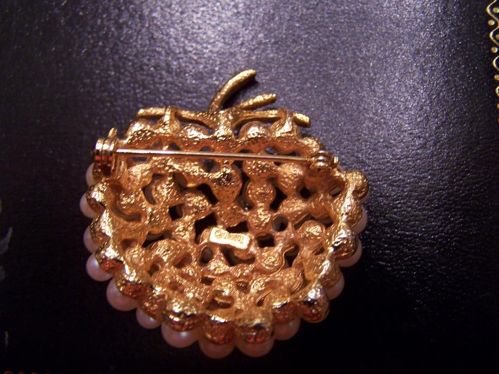 Signed Fruit Apple Figural Brooch Signed Fruit Apple Figural Brooch