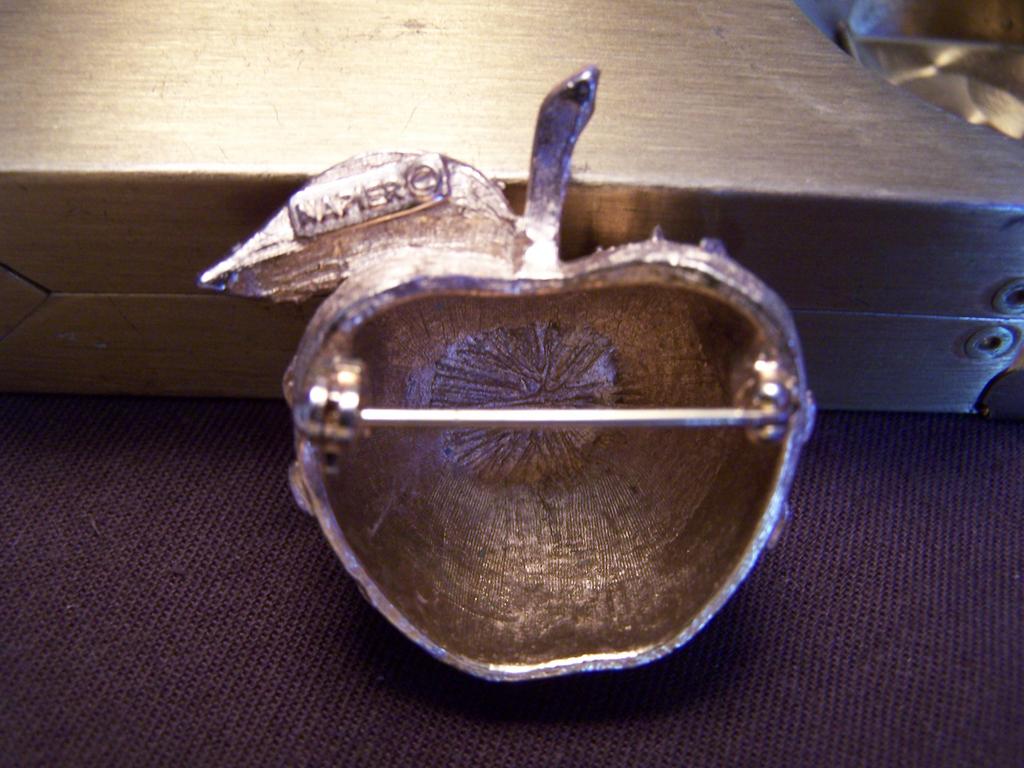 Signed Vintage Fruit Figural Apple Pin Signed Vintage Fruit Figural Apple Pin