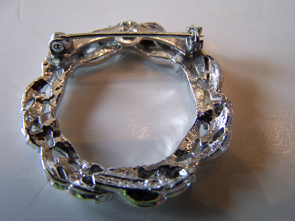 Signed Light Blue Rhinestone Brooch Pin Signed Light Blue Rhinestone Brooch Pin