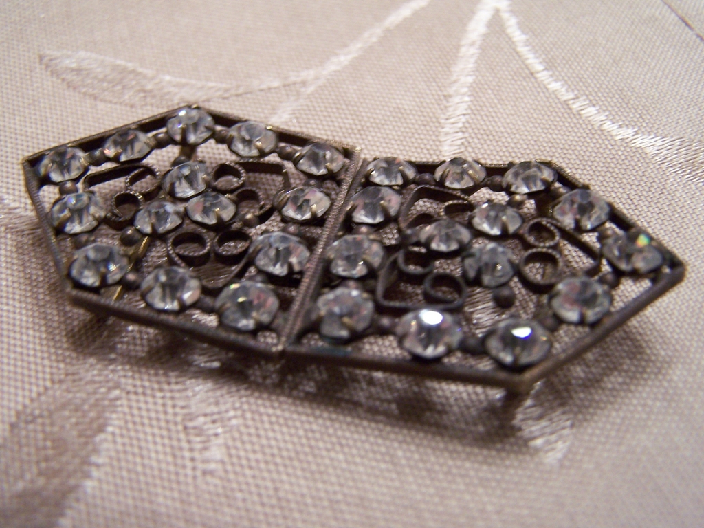 Vintage Rhinestone Brass Belt Slide Clip Duo Set Vintage Rhinestone Brass Belt Slide Clip Duo Set