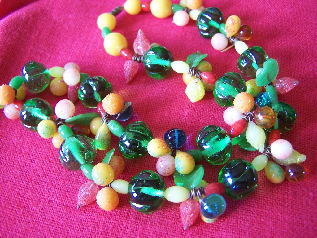 Vintage Glass Fruit Salad Beaded Necklace Wow! Vintage Glass Fruit Salad Beaded Necklace Wow!