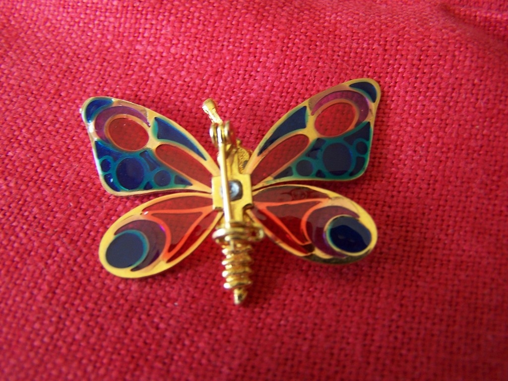 Vintage Butterfly Figural Pin With Translucent Colors Vintage Butterfly Figural Pin With Translucent Colors