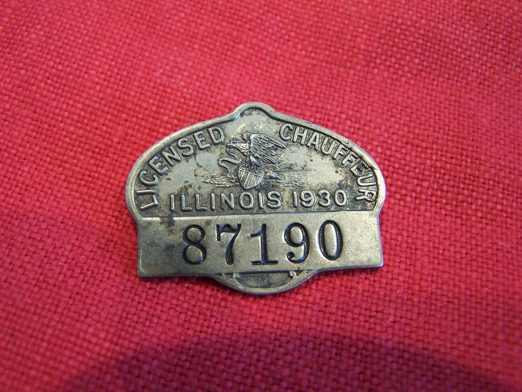 Vintage Collectible 1930 Licensed Chauffeur Badge Illinois Vintage Collectible 1930 Licensed Chauffeur Badge Illinois