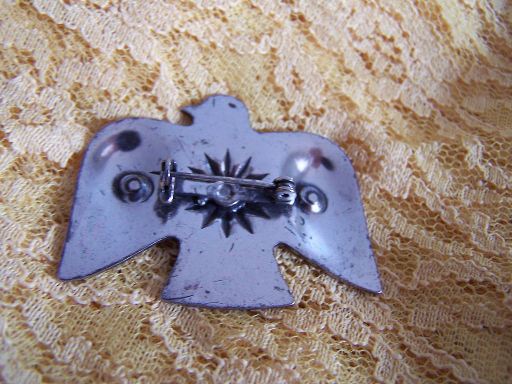 Vintage Metal Eagle Pin with Faux Turquoise Vintage Metal Eagle Pin with Faux Turquoise