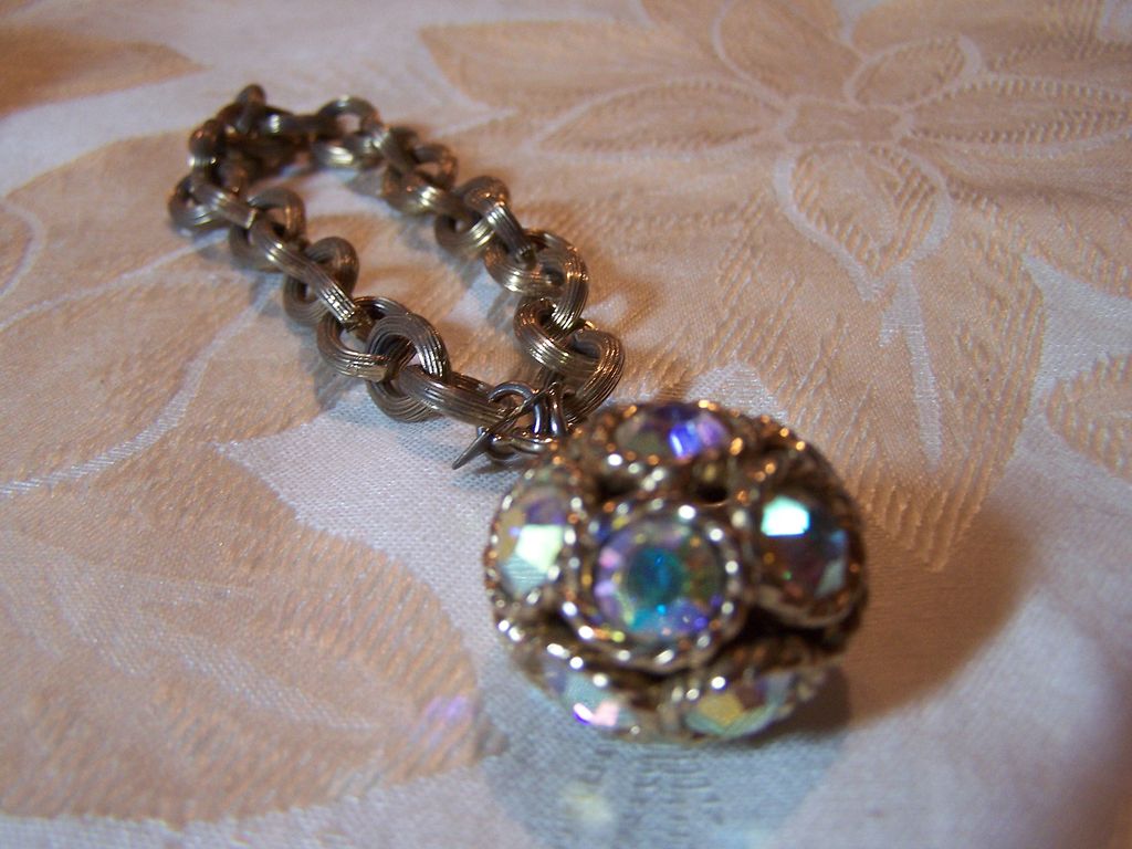 Vintage Bracelet Signed Rhinestone Ball Bracelet Vintage Bracelet Signed Rhinestone Ball Bracelet