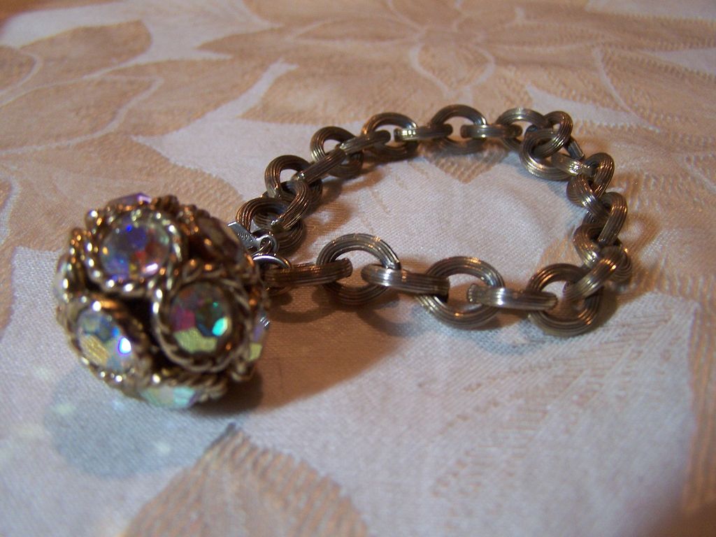 Vintage Bracelet Signed Rhinestone Ball Bracelet Vintage Bracelet Signed Rhinestone Ball Bracelet