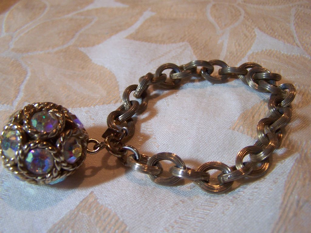 Vintage Bracelet Signed Rhinestone Ball Bracelet Vintage Bracelet Signed Rhinestone Ball Bracelet