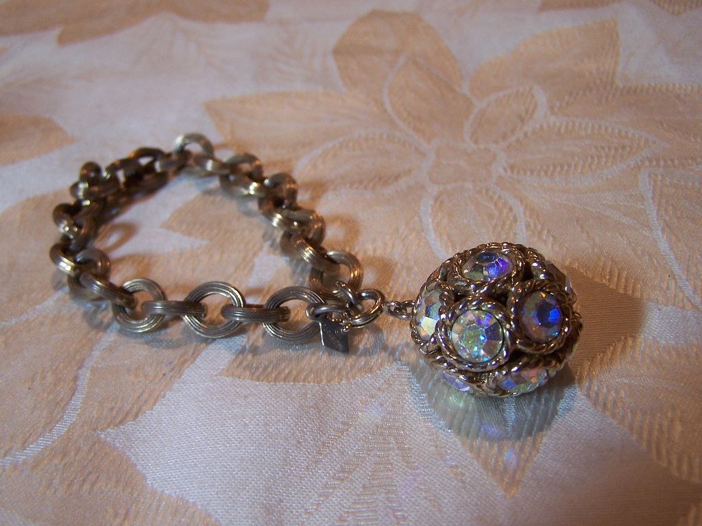 Vintage Bracelet Signed Rhinestone Ball Bracelet Vintage Bracelet Signed Rhinestone Ball Bracelet