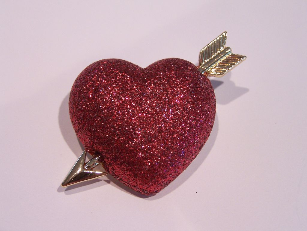 Glitter Heart with Arrow Figural Pin Glitter Heart with Arrow Figural Pin