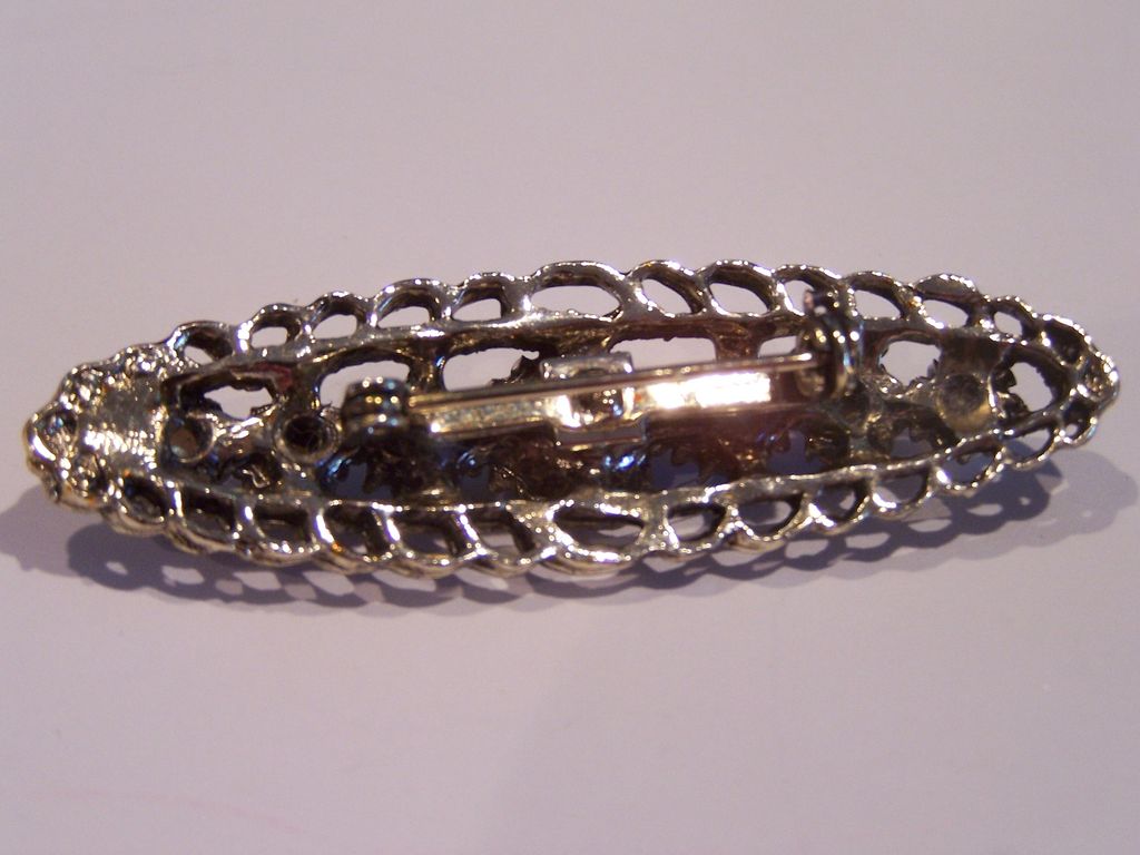 Vintage Rhinestone and Faux pearl Bar Pin Brooch Vintage Rhinestone and Faux pearl Bar Pin Brooch