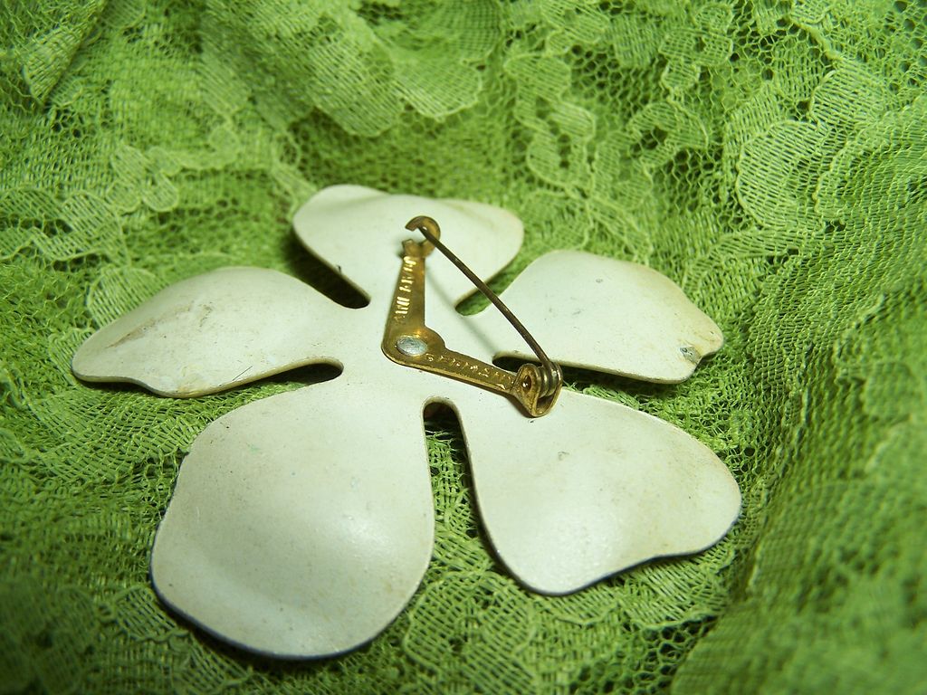 Vintage Enameled Flower Pin Stamped Germany Vintage Enameled Flower Pin Stamped Germany