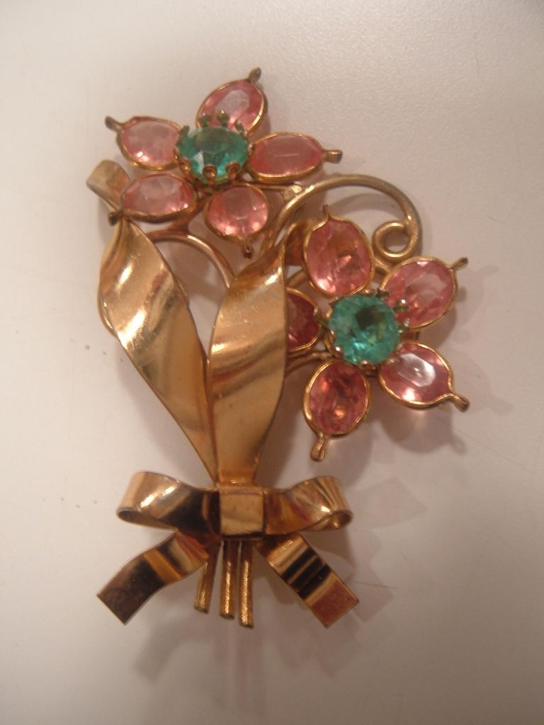 Large Vintage Figural Brooch Pastel Rhinestones Large Vintage Figural Brooch Pastel Rhinestones