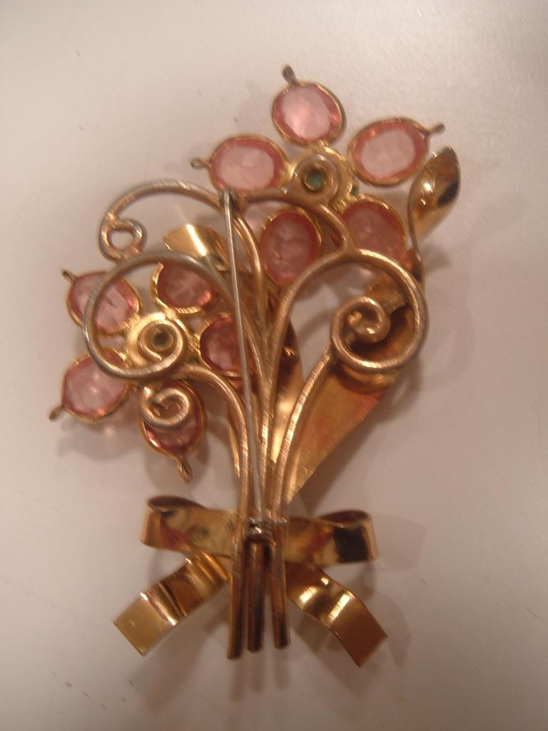 Large Vintage Figural Brooch Pastel Rhinestones Large Vintage Figural Brooch Pastel Rhinestones
