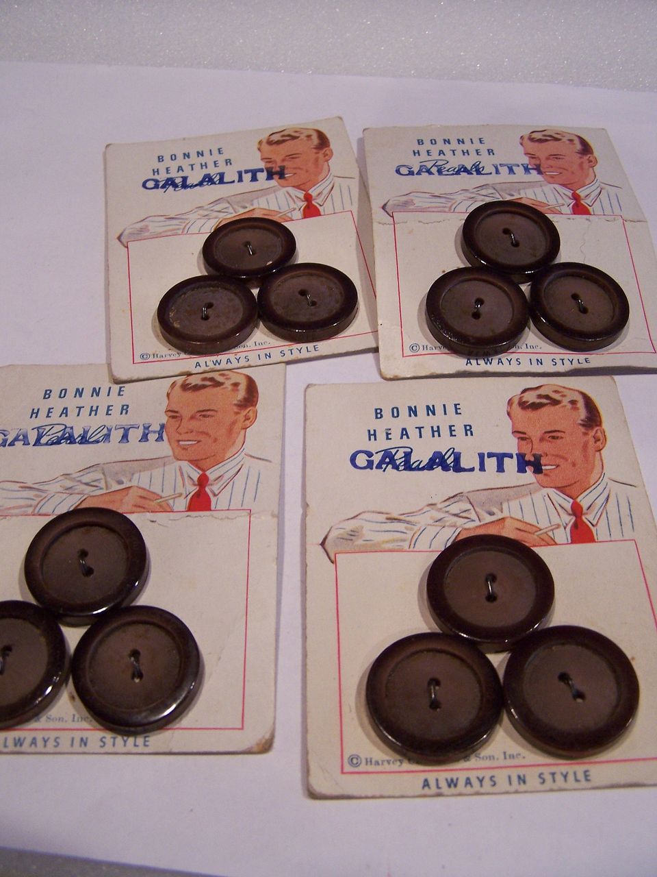 4 Vintage Button Sets on Original Display Cards 1950's 4 Vintage Button Sets on Original Display Cards 1950's